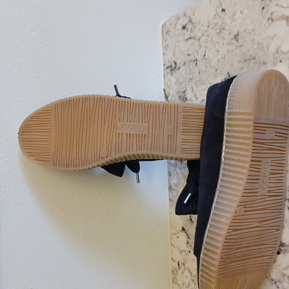 Gabor Navy Suede Platform Sneakers with Gum Sole - Picture 8 of 11